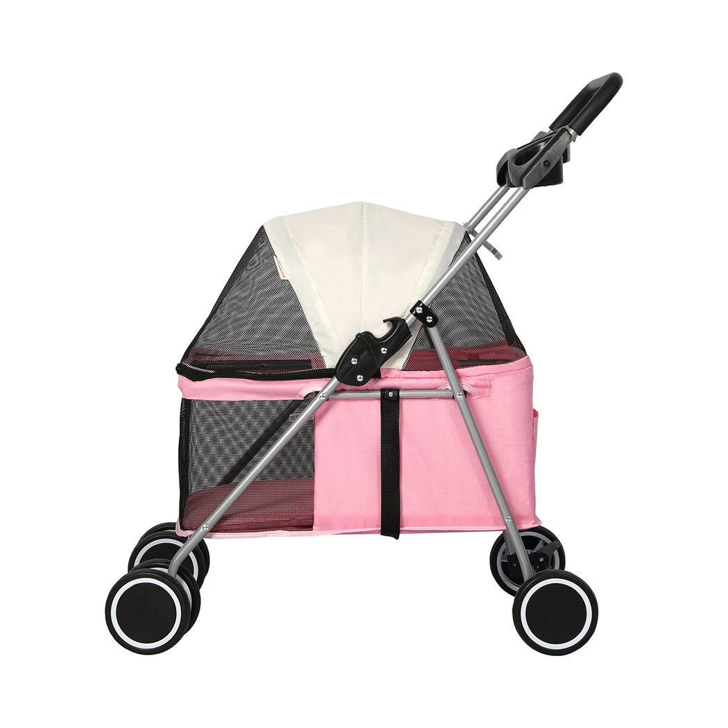 PaWz Pet Stroller Dog Cat Carrier Foldable Pink - Image 2