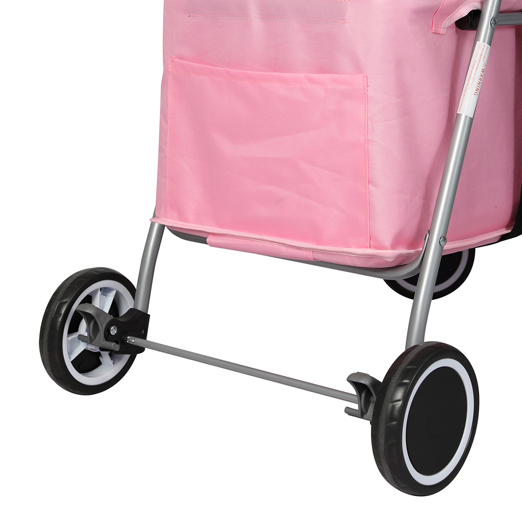 PaWz Pet Stroller Dog Cat Carrier Foldable Pink - Image 4
