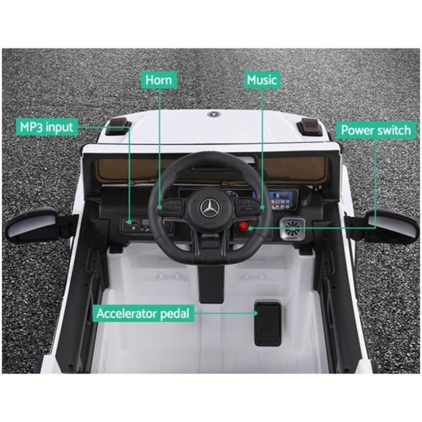 Mercedes-Benz Kids Ride On Car Electric AMG G63 Licensed Remote Cars 12V White - Image 8