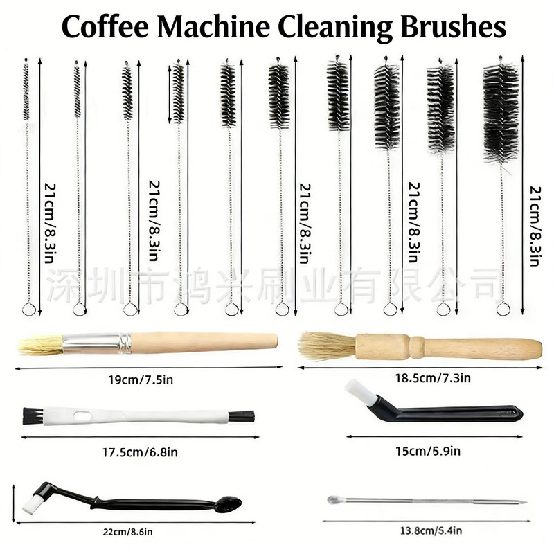 Professional Coffee Machine Cleaning Brush Set | 10-Piece Multifunctional Tool Kit | Includes Long-Handled Spring Brush, Wooden Handle Brush, Cleaning Needle, and Bent Nozzle Brush | Suitable for Deep Cleaning of Coffee Machines, Grinders, and Brewing Hea - Image 5