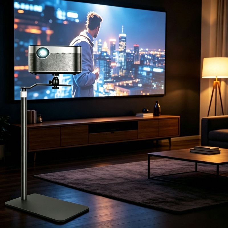 Hidden No-Drill Projector Stand, Sofa Bed Gap Floor Projector Mount with Adjustable Height, 360° Rotatable Tray, for Bedroom Home Theater - Image 2