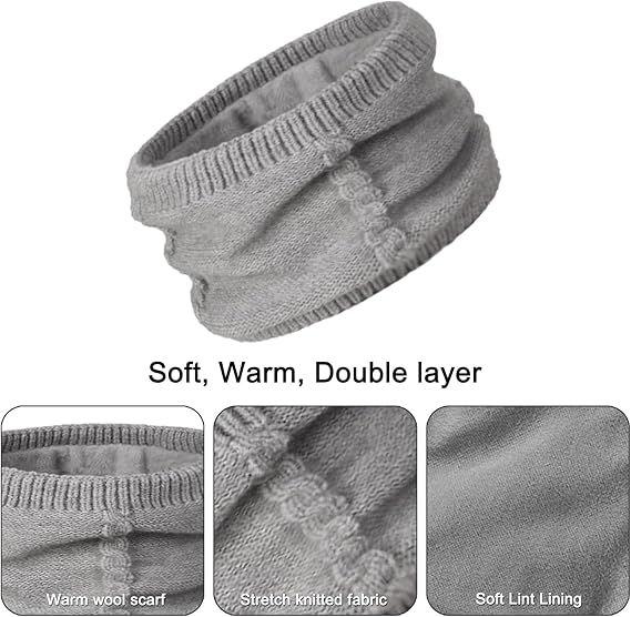 Women's 3-in-1 Winter Set - Hat + Scarf + Gloves - Thermal Reinforced Fleece Lining - Knit Beanie with Pom-Pom - Touchscreen Gloves - For Cold Winter Weather - Image 4