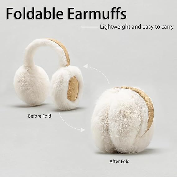 Ear Warmers - Foldable Women's Winter Earmuffs - Plush Faux Fur - Soft and Warm - Suitable for Outdoor Use - Cold Weather Protection - Image 2