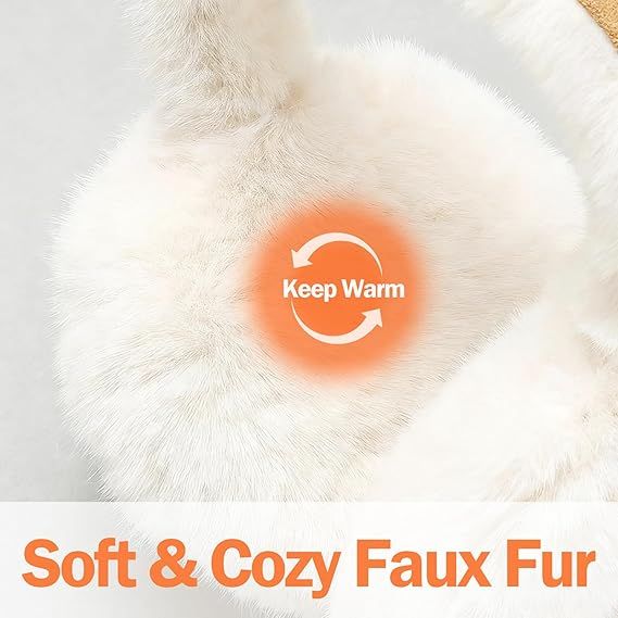 Ear Warmers - Foldable Women's Winter Earmuffs - Plush Faux Fur - Soft and Warm - Suitable for Outdoor Use - Cold Weather Protection - Image 3