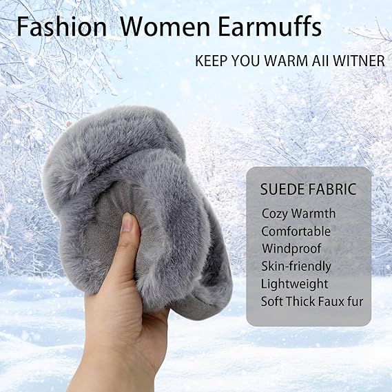 Ear Warmers - Foldable Women's Winter Earmuffs - Plush Faux Fur - Soft and Warm - Suitable for Outdoor Use - Cold Weather Protection - Image 4