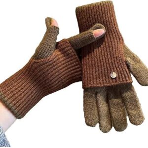 2-in-1 Women's Winter Gloves - with Touchscreen Function - Knitted, Stretchy, Warm Gloves - with Knit Wrist Cuffs