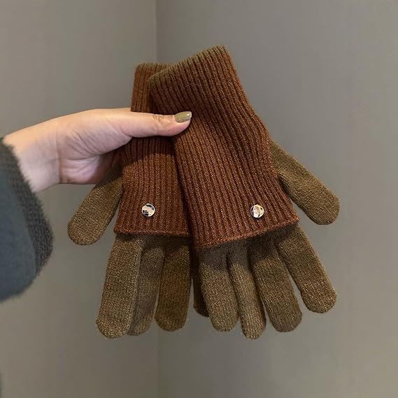 2-in-1 Women's Winter Gloves - with Touchscreen Function - Knitted, Stretchy, Warm Gloves - with Knit Wrist Cuffs - Image 3
