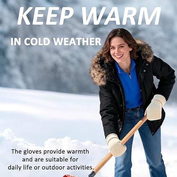 Warm Women's Winter Gloves - Thick Knit - Soft and Comfortable - Fleece Lined for Extra Warmth - The Ideal Gift for Cold Weather Beige - Image 4