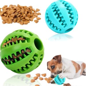 Dog Ball 5 Cm - 2 Pieces - Dog Toys - Dog Snack Ball - Dog Toys - Dog Chew Toy - Dog Toys - Dog Intelligence Toys - Green+Blue