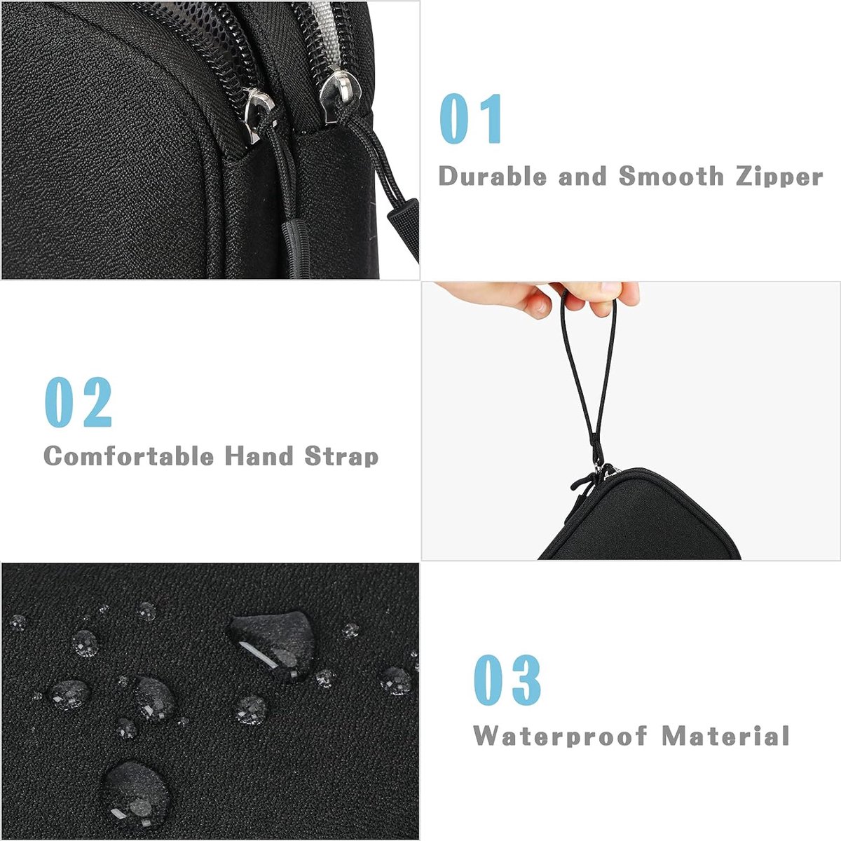 Cable Organizer Storage Bag 3 Layers - Cable Organizer Bag - Waterproof / Wear-Resistant - Cable Electronics Organizer - Cable Bag - Luxury Organizer For Cables And Accessories - Compact Cable Bag - Cable Organizer - Data Cable Organizer - Black - Travel - Image 3
