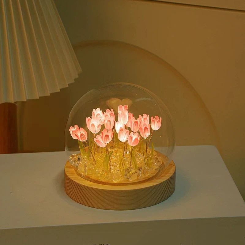 Tulip Night Light Handmade Tulip Decoration Bedroom Sleep Light Atmosphere Simulation Flower Birthday Gift for Friends, Girls, Family (13 Flowers)(10*10*10cm) - Image 2