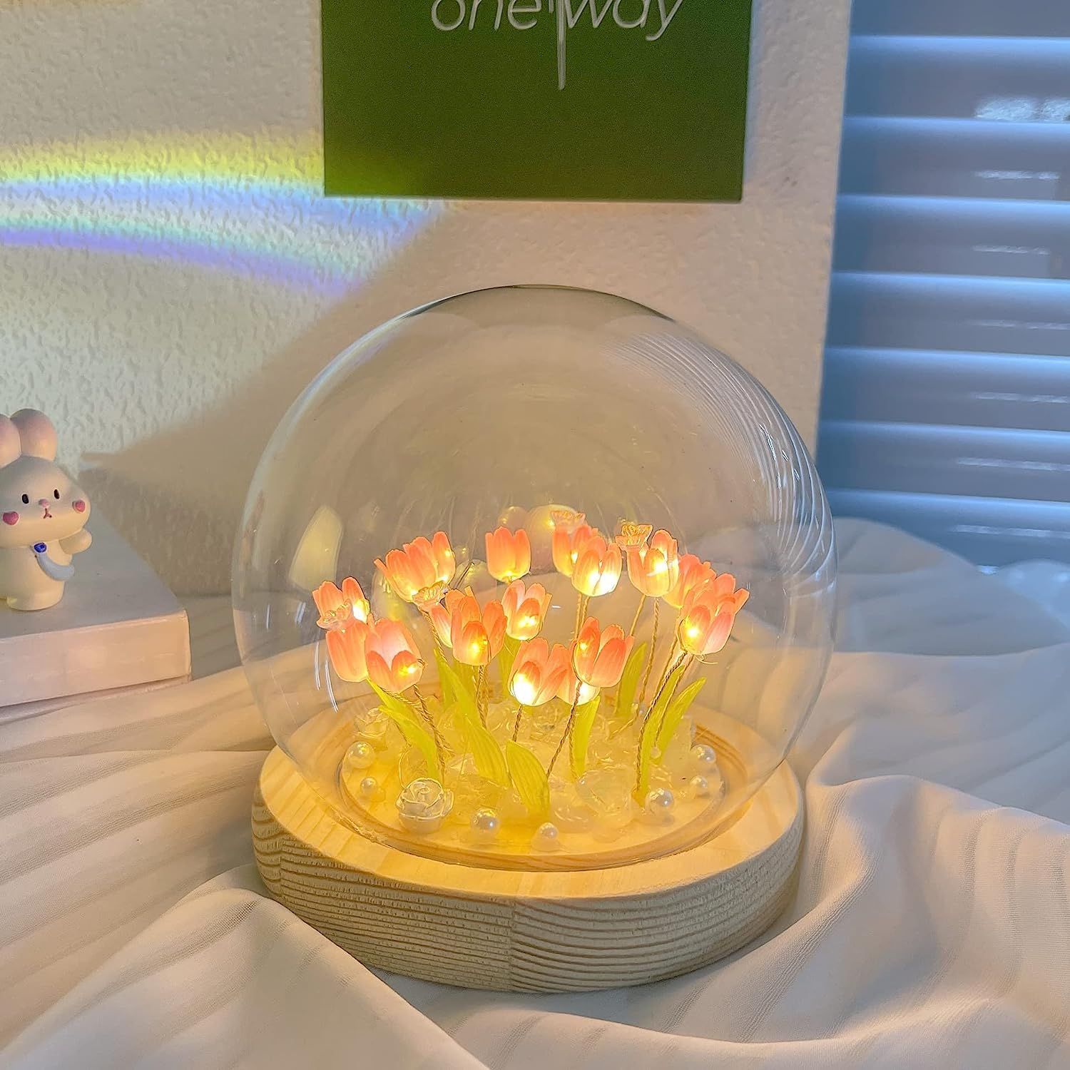 Tulip Night Light Handmade Tulip Decoration Bedroom Sleep Light Atmosphere Simulation Flower Birthday Gift for Friends, Girls, Family (13 Flowers)(10*10*10cm) - Image 3