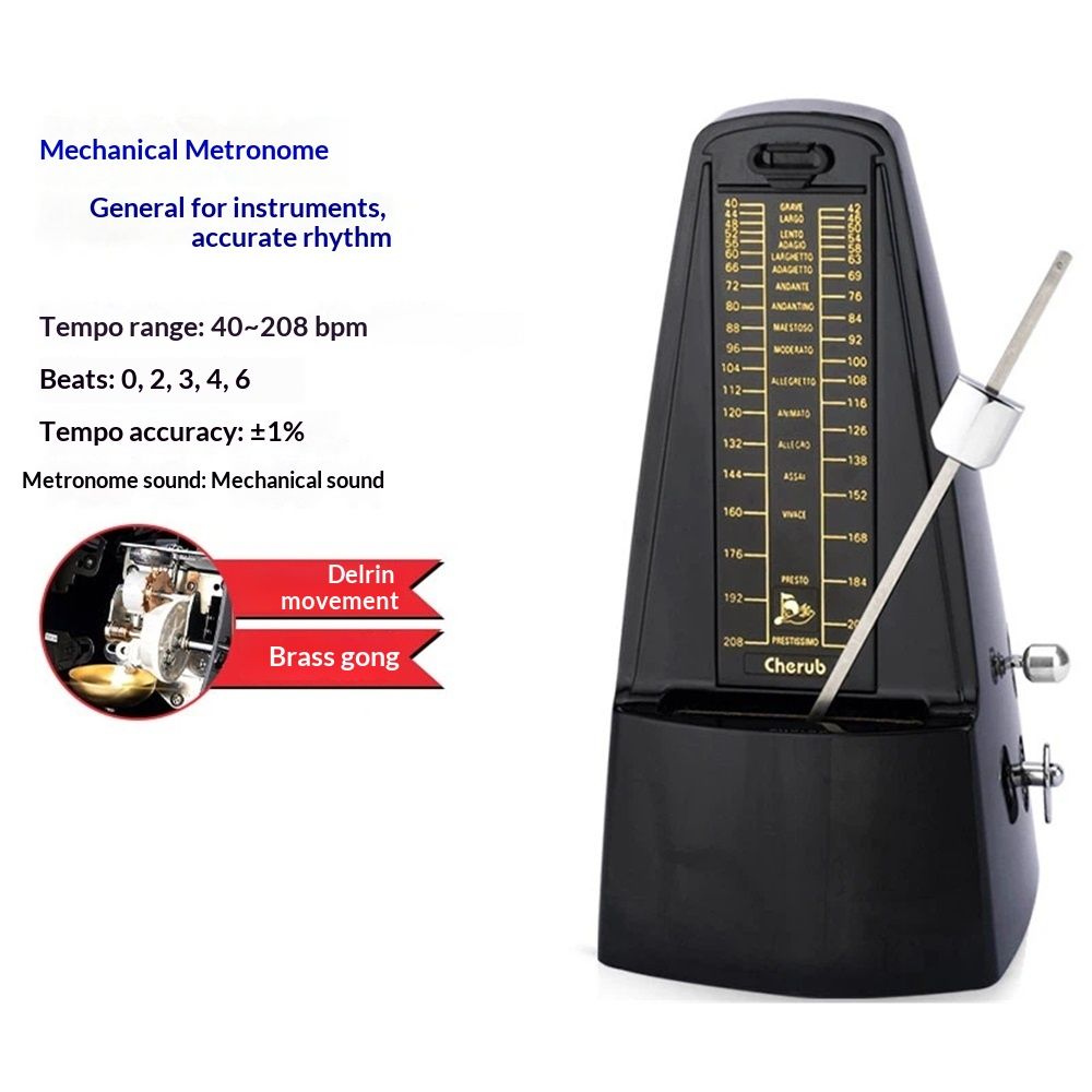 metronome - Classic Mechanical Wind-Up Design with Bell for Piano, Guitar, Violin & All Instruments (Black) - Image 3