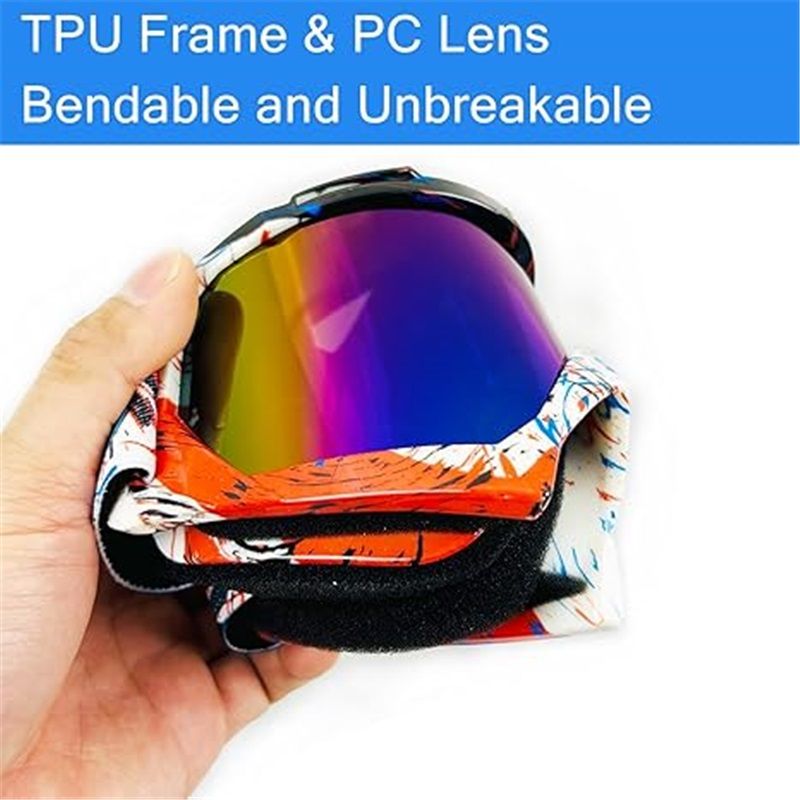 Motocross Goggles ATV Dirt Bike Motorcycle Goggles Bike Riding Goggles UTV MX OTG Offroad Goggles Anti Fog UV Dustproof Racing Skiing Goggles for Adult Youth Kids(Color Lens) - Image 3
