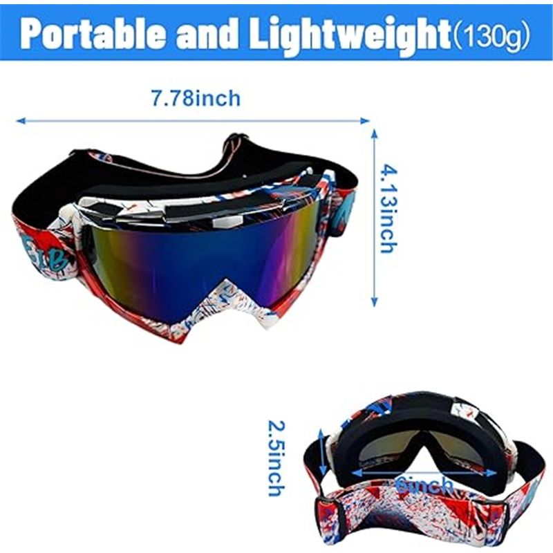 Motocross Goggles ATV Dirt Bike Motorcycle Goggles Bike Riding Goggles UTV MX OTG Offroad Goggles Anti Fog UV Dustproof Racing Skiing Goggles for Adult Youth Kids(Color Lens) - Image 4