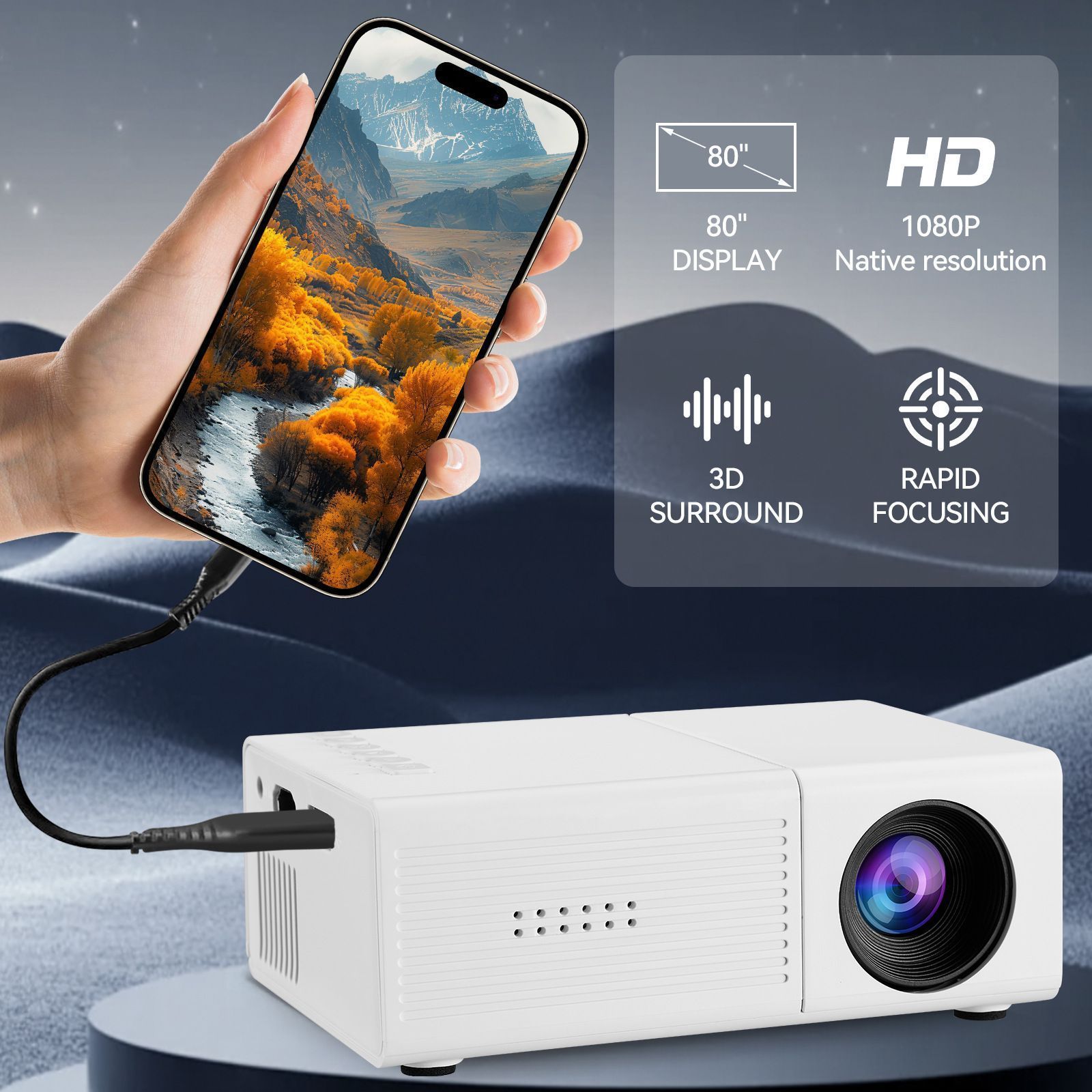 M3S Mini Projector White USB-Powered - Image 6