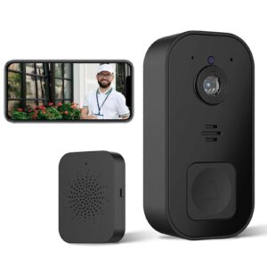 Wireless Video Doorbell Camera, 2.4GHz WiFi, Black