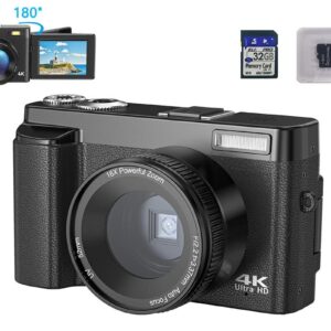 4K Digital Camera for Outdoor Photography With 32GB TF Card 180 Degree Flip Screen 16X Zoom 48MP Autofocus