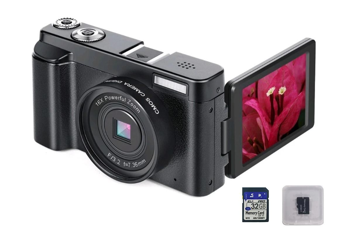 4K Digital Camera for Outdoor Photography With 32GB TF Card 180 Degree Flip Screen 16X Zoom 48MP Autofocus - Image 2