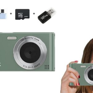 4K HD Digital Camera for Photography and Video Vlogging Camera Camera with 32G Memory Card 16X Digital Zoom -Green