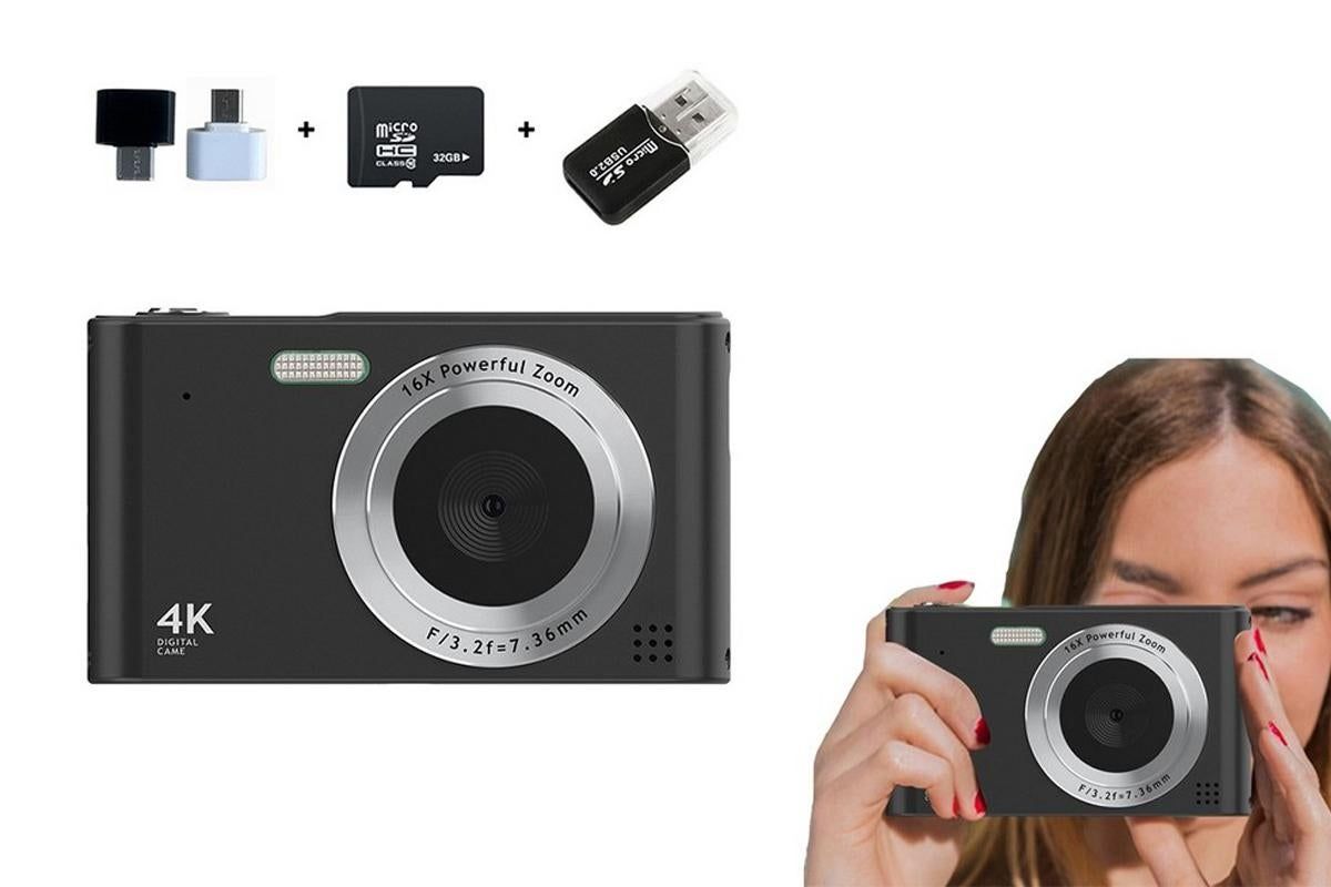 4K HD Digital Camera for Photography and Video Vlogging Camera Camera with 32G Memory Card 16X Digital Zoom -Green - Image 7