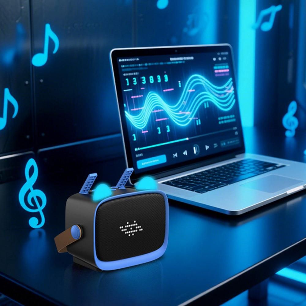 Mini Karaoke Machine - Portable MP3 Player with 2 Wireless Mics Toys & Gifts Blue - Image 3