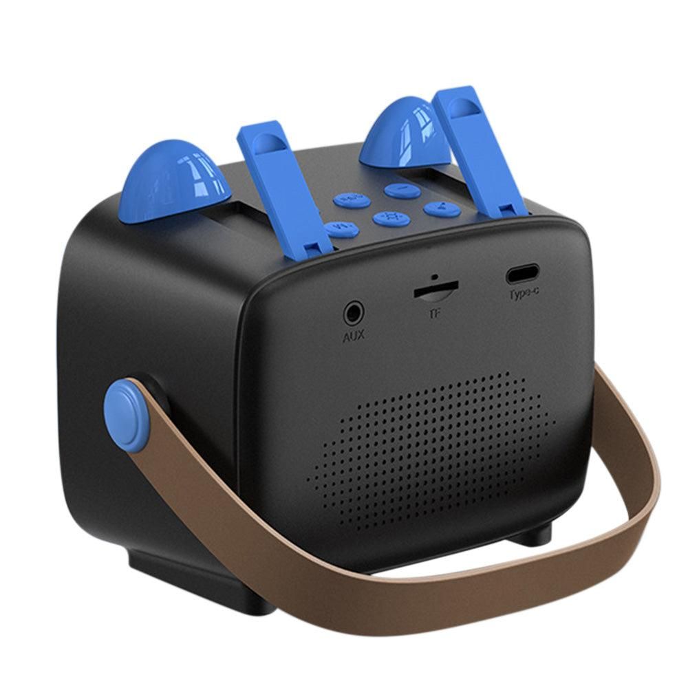 Mini Karaoke Machine - Portable MP3 Player with 2 Wireless Mics Toys & Gifts Blue - Image 5