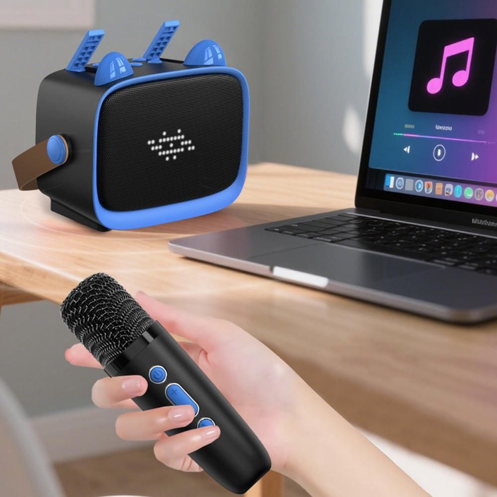 Mini Karaoke Machine - Portable MP3 Player with 2 Wireless Mics Toys & Gifts Blue - Image 6