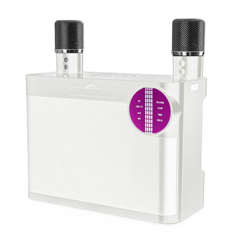 Portable Bluetooth 5.3 Speaker with 2 Wireless Microphones Home Karaoke Speaker Machine White - Image 3
