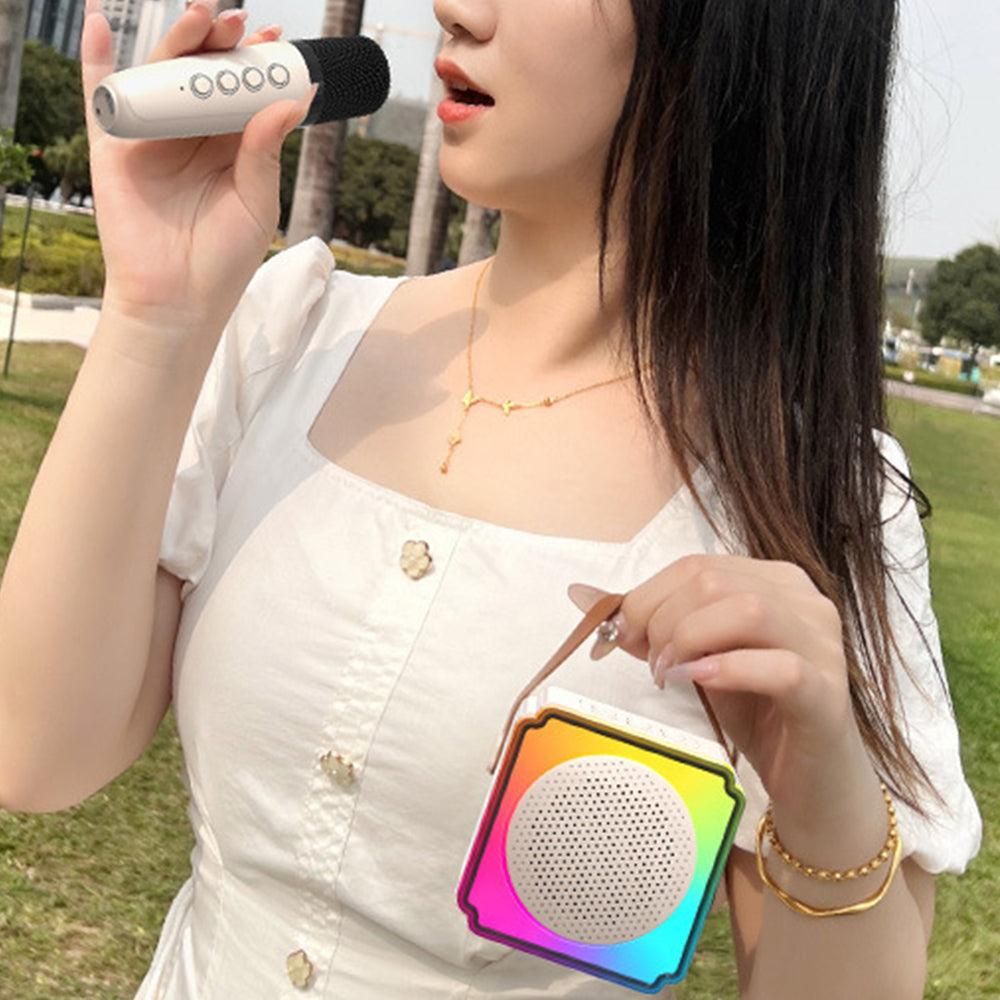 Mini Karaoke Machine with 2 Wireless Microphones Portable Bluetooth Speaker - Image 2