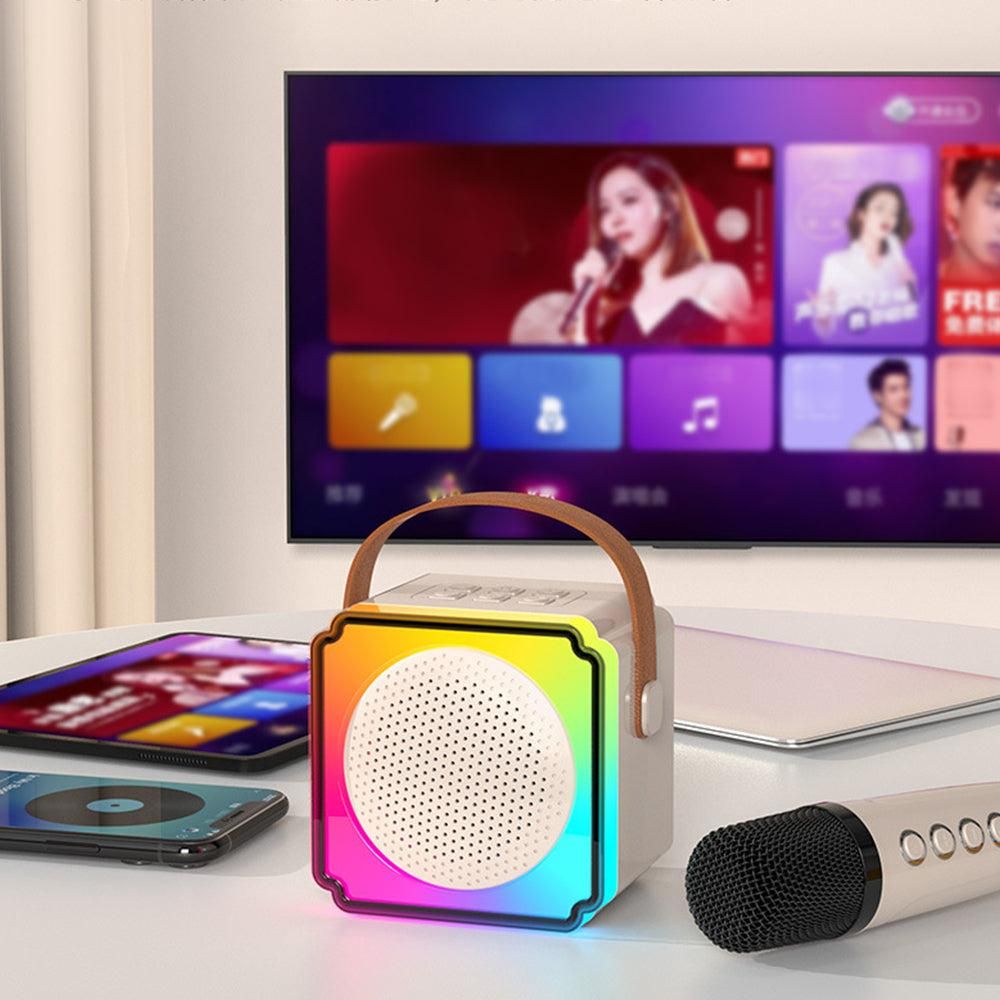 Mini Karaoke Machine with 2 Wireless Microphones Portable Bluetooth Speaker - Image 4