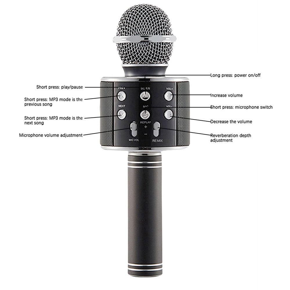 Portable Bluetooth Wireless Karaoke Microphone with LED Lights Black - Image 3