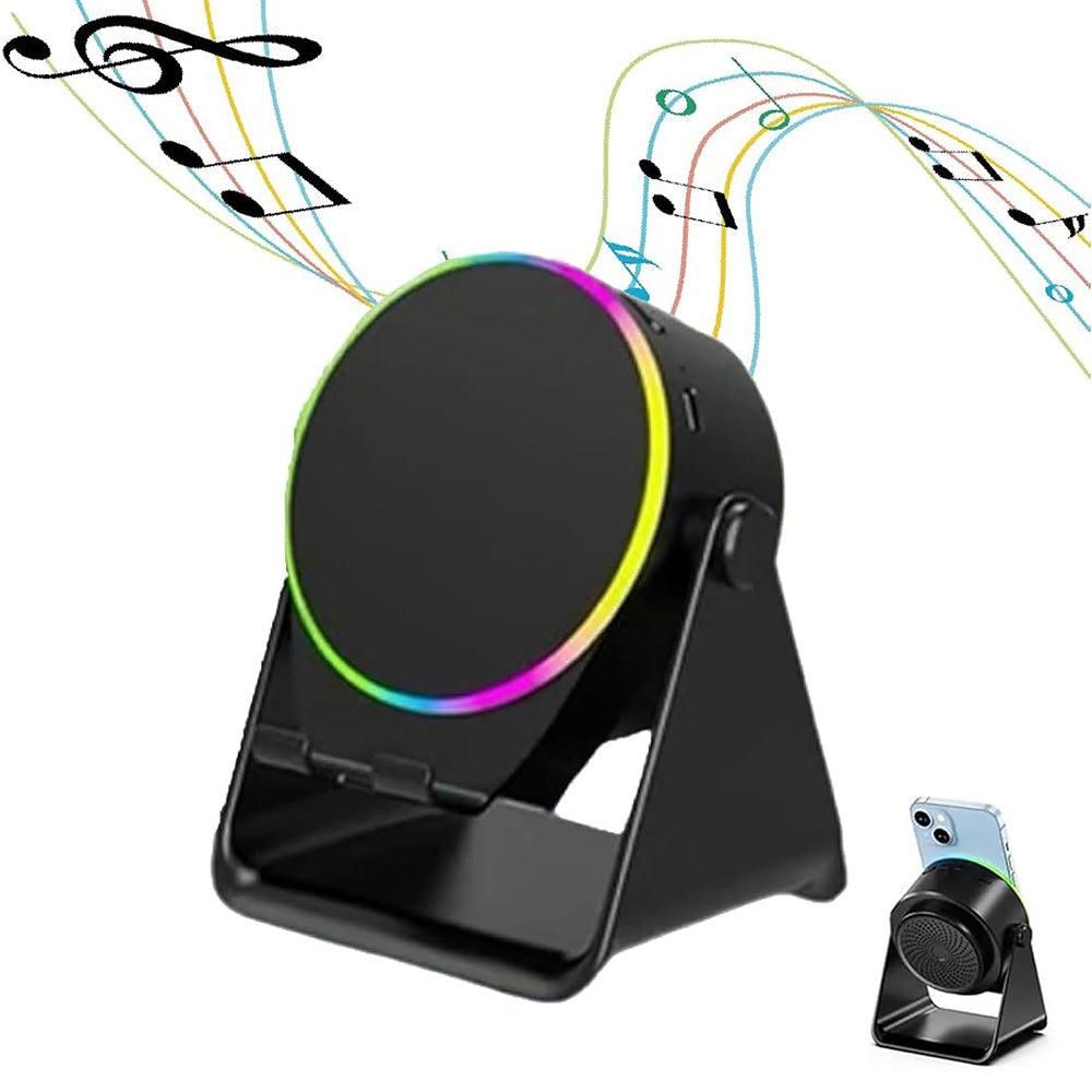 4 in 1 Wireless Induction Speaker Bluetooth Speaker with 360 Adjustable Phone Holder - White - Image 12