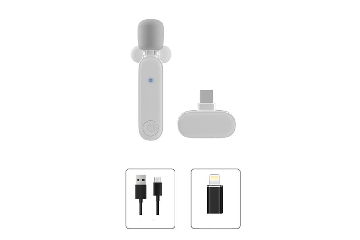 2.4G Wireless Lavalier Microphone Plug and Play Mic for Android iPhone iPad Vlog Live Stream White - Image 6