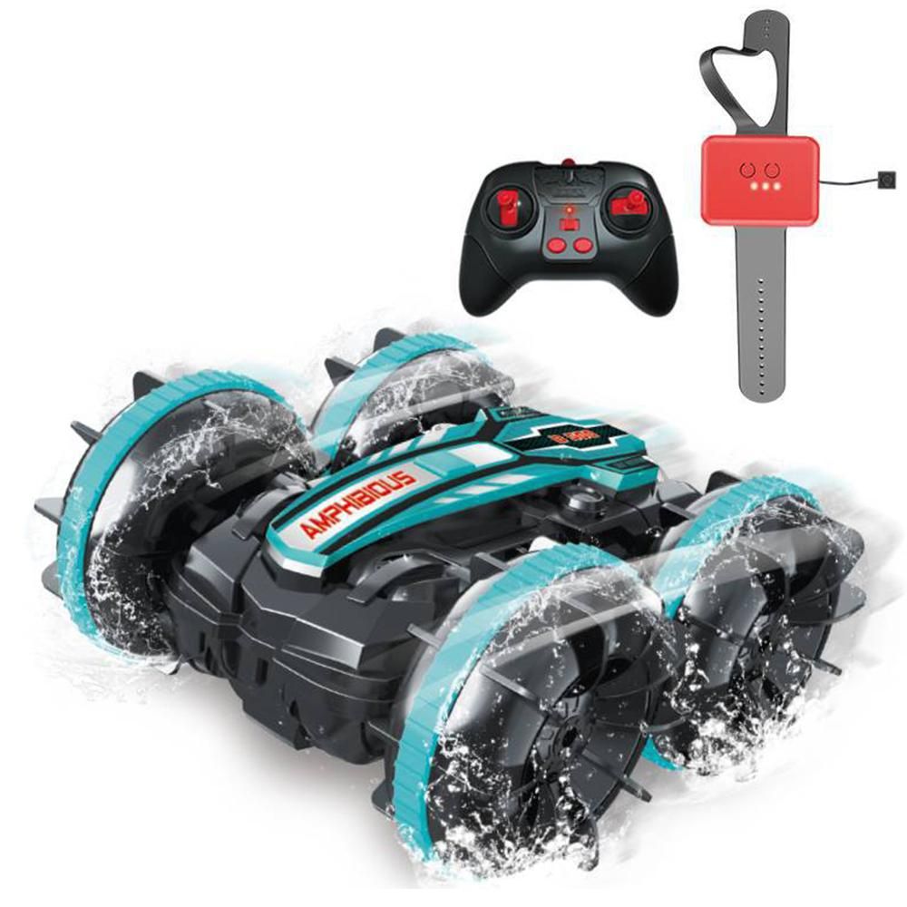 2.4Ghz Remote Control Gesture Sensor Toy Car Boat Truck 4WD Waterproof RC Amphibious Vehicle-Blue - Image 8