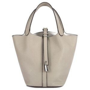 Tote Bag for Women Vegan Leather Bucket Purse for Women Top Handle Handbag Shoulder Bag-Khaki