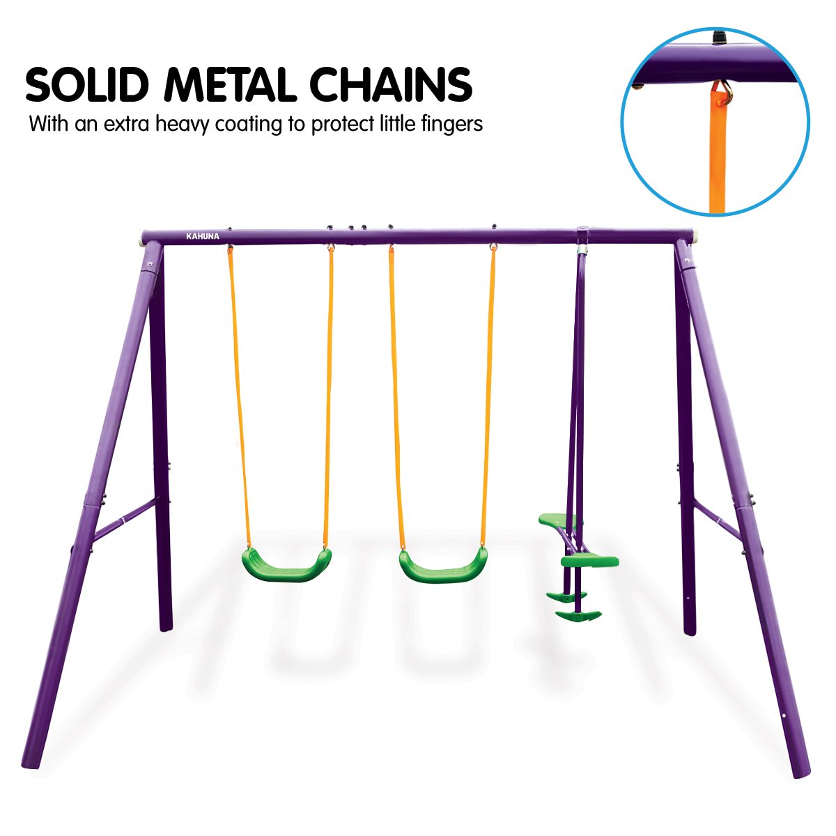 Kahuna Kids 4-Seater Swing Set Purple Green - Image 7