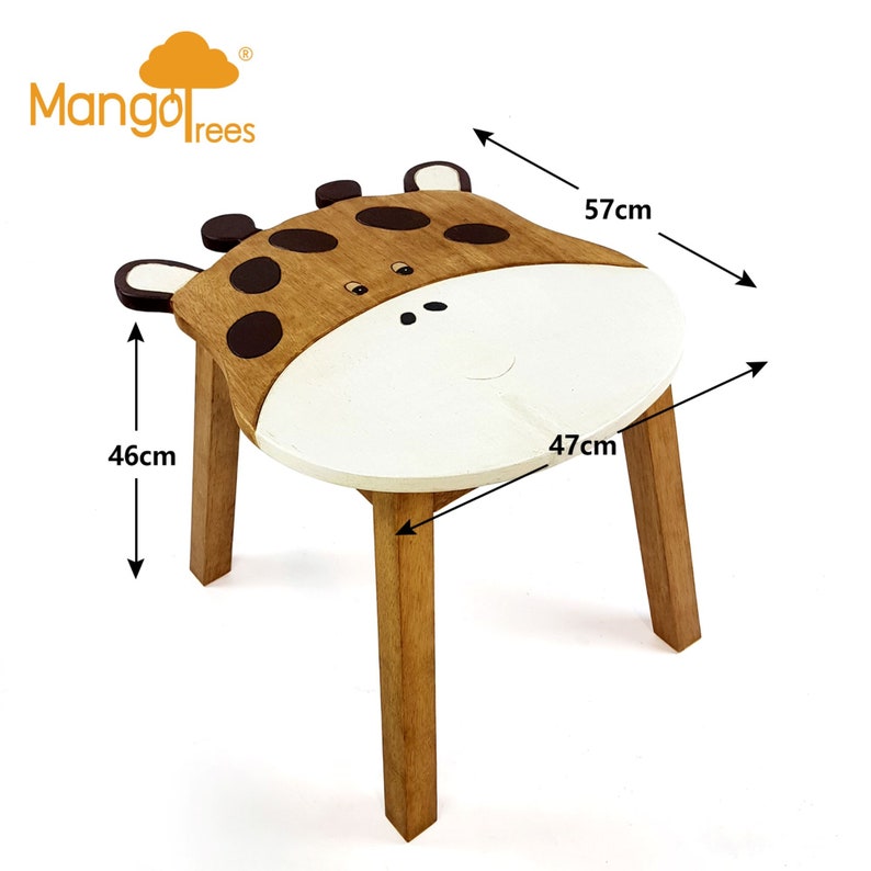 Hand Carved Children's Table Wooden GIRAFFE Theme - Image 2