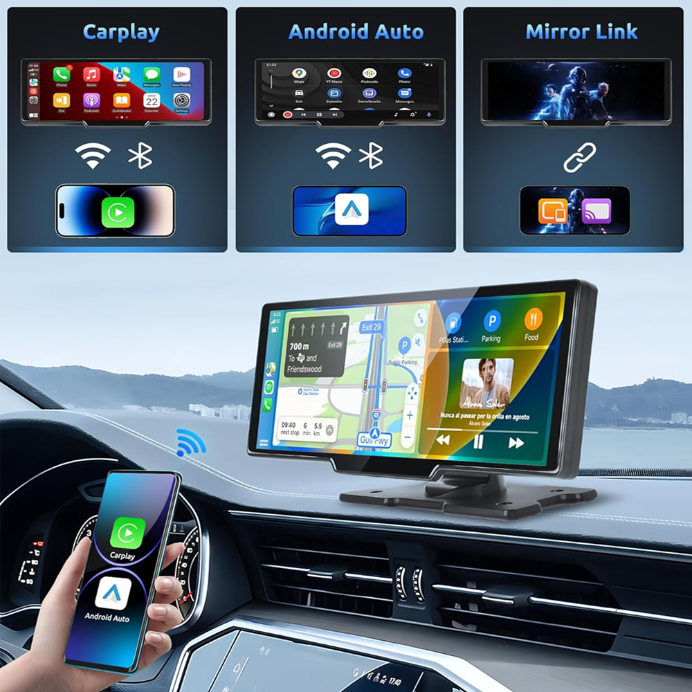 10.26" Wireless Apple Android Carplay Dual Dash Cam Front Rear Camera with 64G Card - Image 2