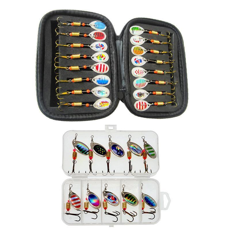 10/16PCS Fishing Lure Spinners Baits Spoon Set with Tackle Bag Trout Bass Tackle - B(10PCS) - Image 2