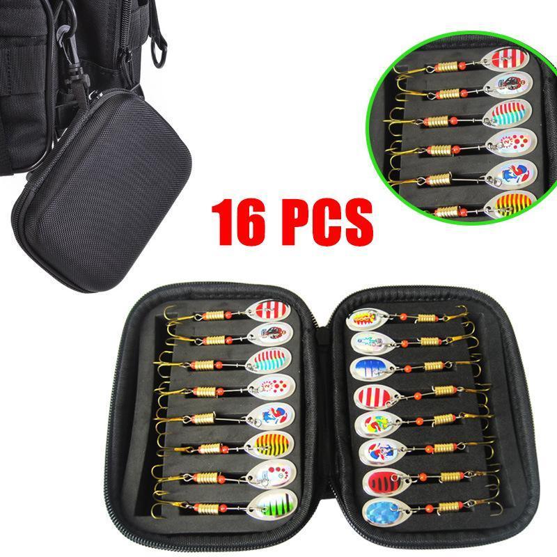 10/16PCS Fishing Lure Spinners Baits Spoon Set with Tackle Bag Trout Bass Tackle - B(10PCS) - Image 3