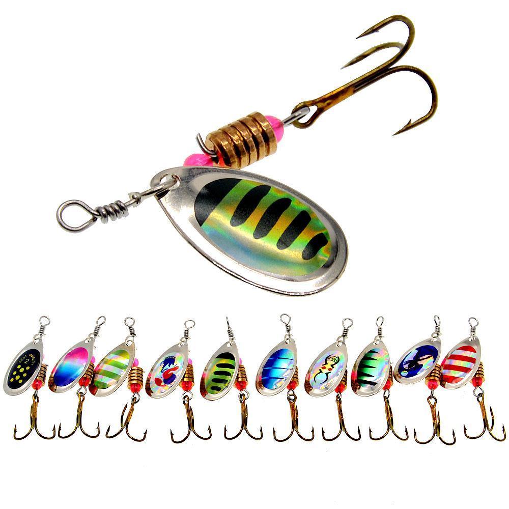 10/16PCS Fishing Lure Spinners Baits Spoon Set with Tackle Bag Trout Bass Tackle - B(10PCS) - Image 4