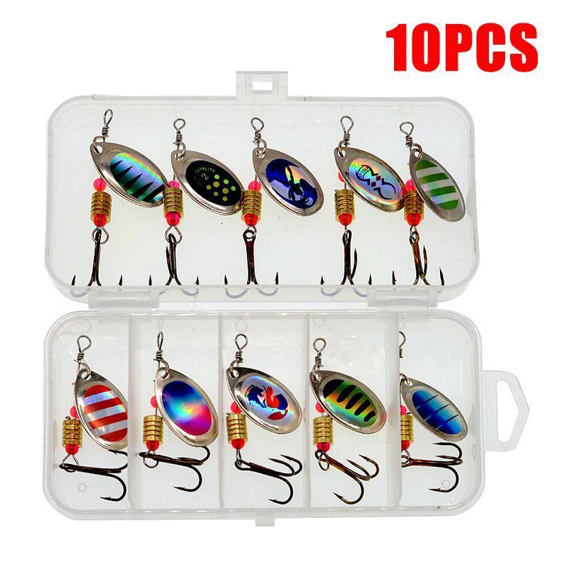 10/16PCS Fishing Lure Spinners Baits Spoon Set with Tackle Bag Trout Bass Tackle - B(10PCS) - Image 5
