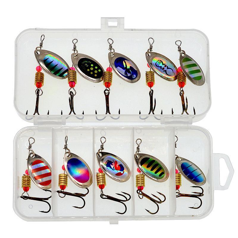 10/16PCS Fishing Lure Spinners Baits Spoon Set with Tackle Bag Trout Bass Tackle - B(10PCS) - Image 7