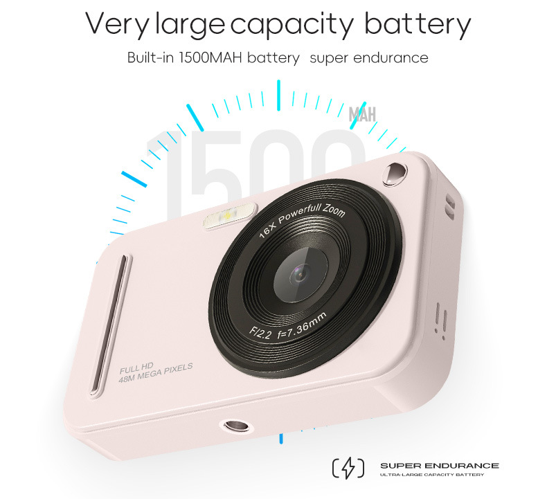 48MP Digital Camera with 16x Zoom & AF Autofocus - Full HD Vlogging Camera for Beginners & Kids(White) - Image 6