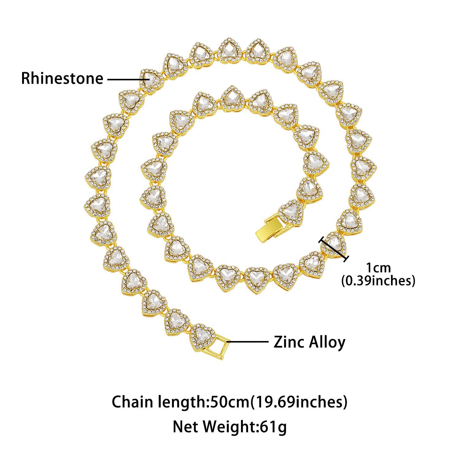 7 inch Silver-Plated & Gold-Plated Heart Rhinestone Tennis Bracelet for Women, Crystal Heart Chain Fashion Jewelry Accessories with Gift Box (2 Pack) - Image 4