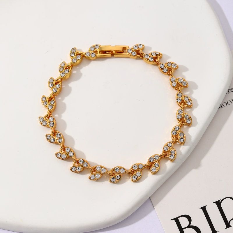 3 Pack Silver Gold and Rose Gold Women's Crystal Leaf Bracelets with Gift Box – Elegant Rhinestone Alloy Link Bracelet, Minimalist Fashion Jewelry Gift for Women - Image 4