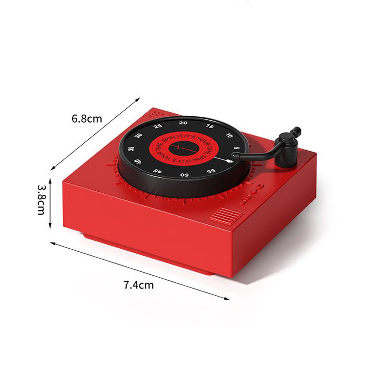 Red Record Player Mechanical Timer Magnet Timer for Study, Productivity and Time Management, Wind-Up Countdown Alarm, No Battery Required, Pomodoro Timer - Image 7