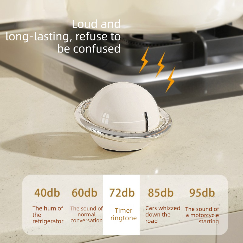 Black Retro Planet Mechanical Kitchen Timer Magnetic Countdown Clock Battery-Free Metal Core Loud Alarm for Cooking Study - Image 4