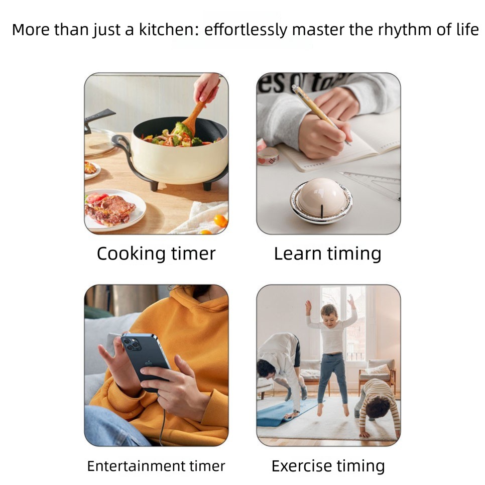 Beige Retro Planet Mechanical Kitchen Timer Magnetic Countdown Clock Battery-Free Metal Core Loud Alarm for Cooking Study - Image 6